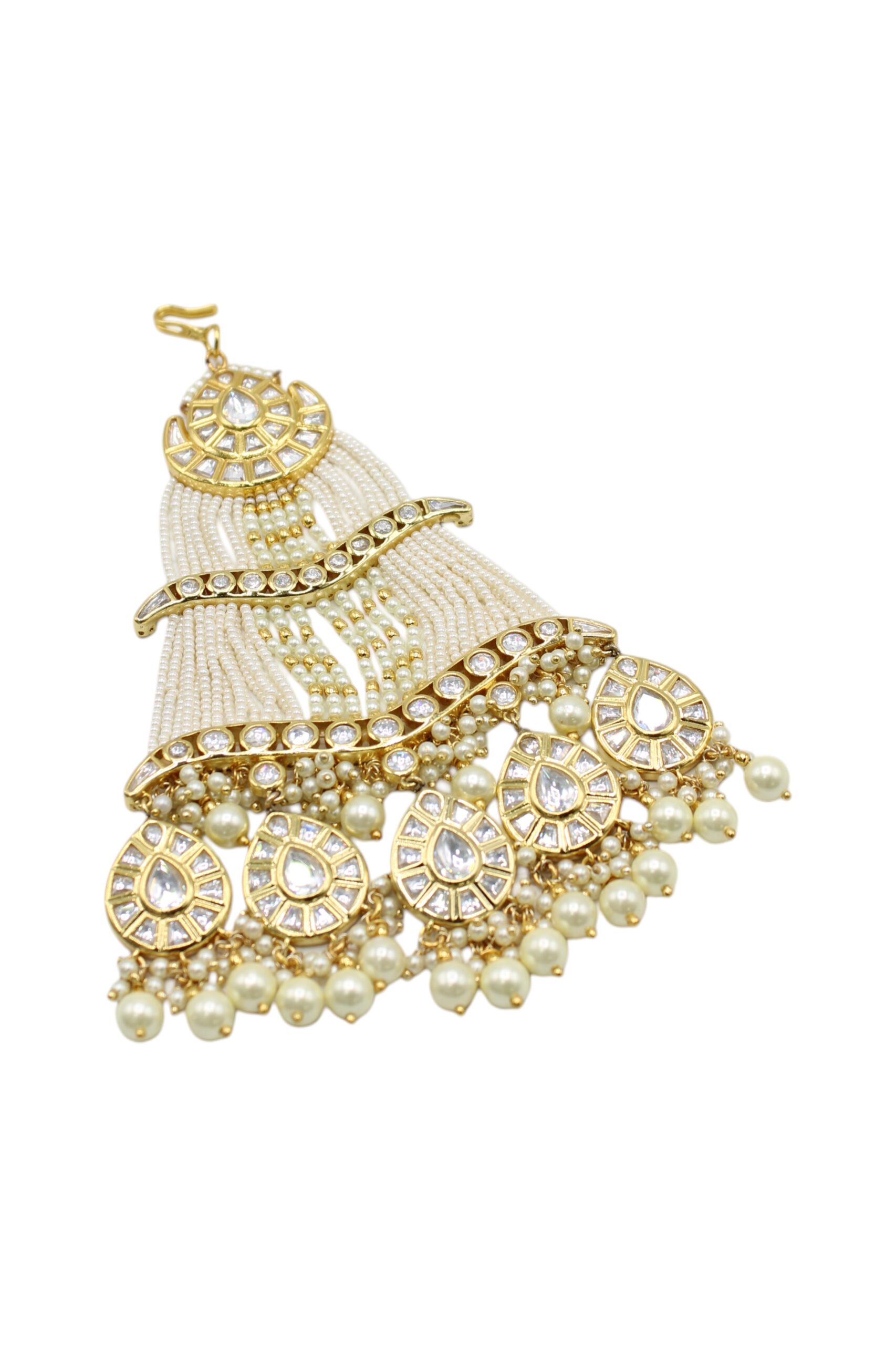 Elegant Gold and Pearl Chandelier Earrings