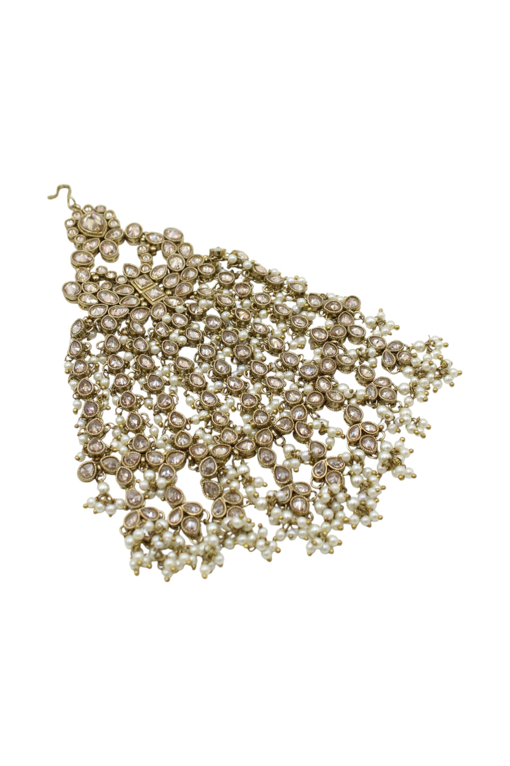 Elegant Pearl and Gold Chandelier Earrings