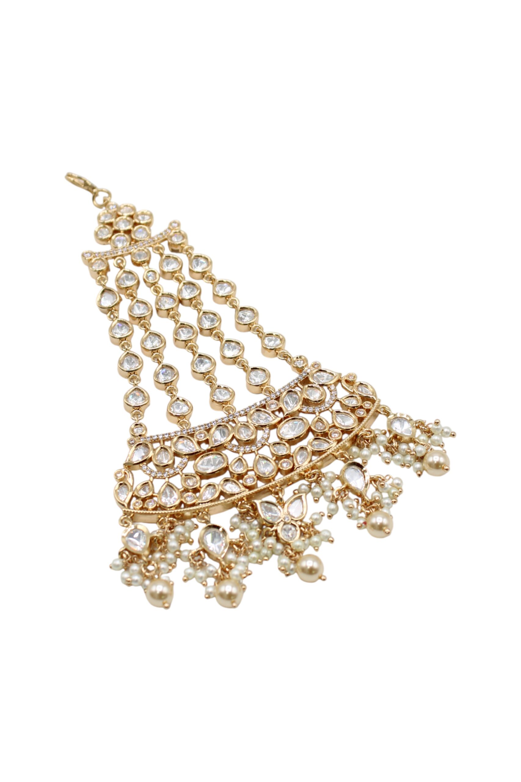 Elegant Gold and Pearl Chandelier Earring