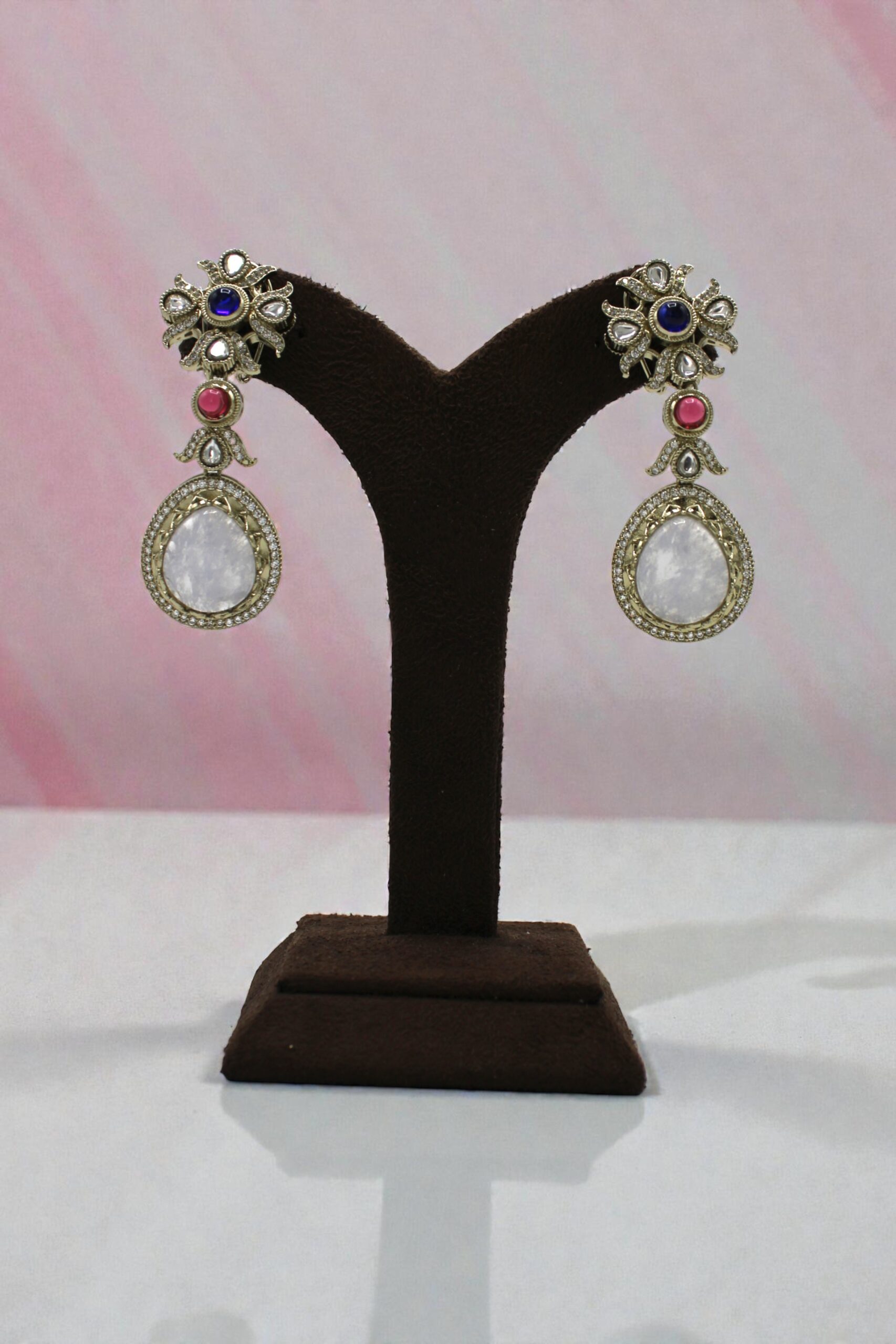 Elegant Vintage-Inspired Drop Earrings with Colorful Accents - Image 2