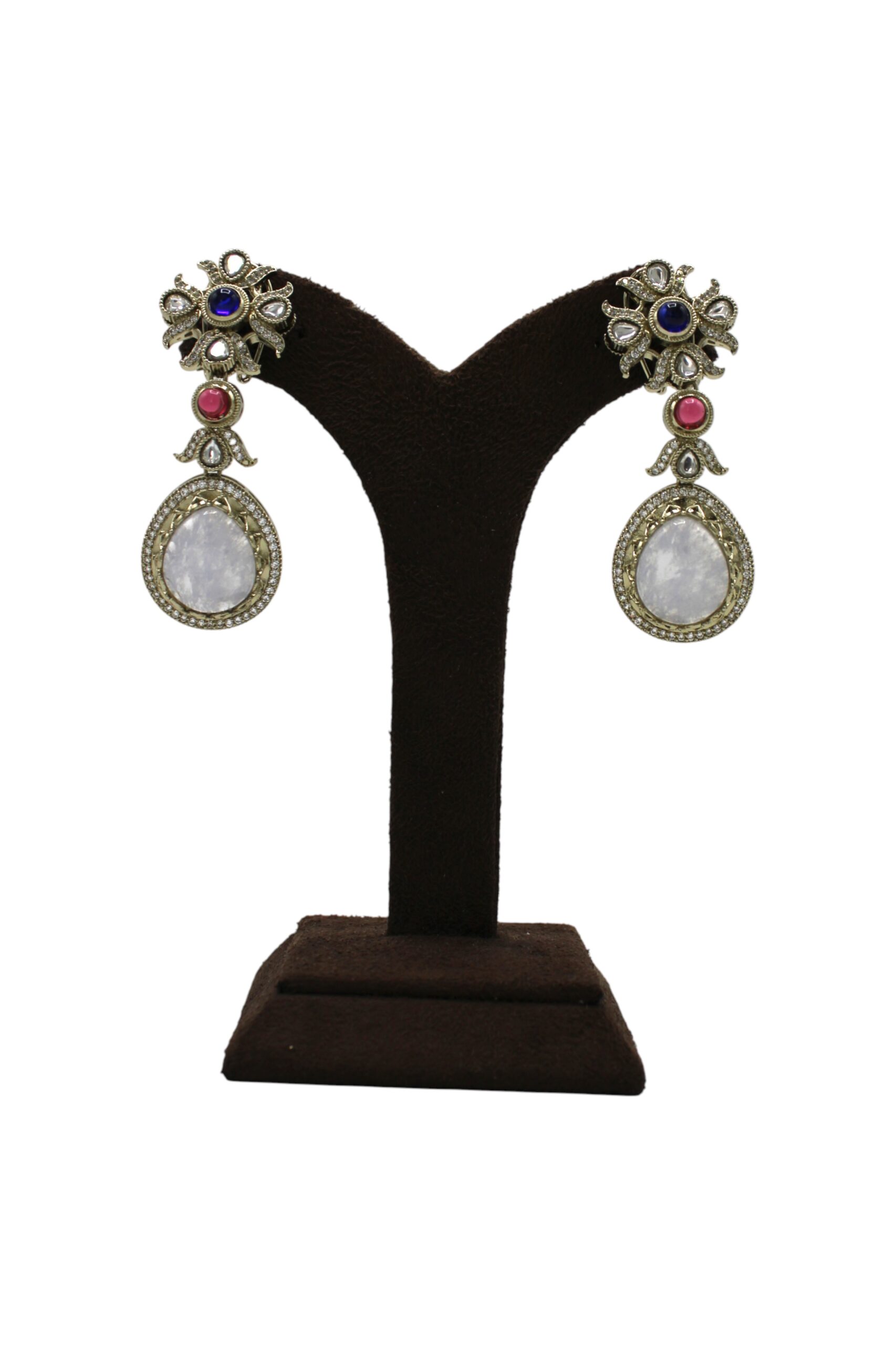 Elegant Vintage-Inspired Drop Earrings with Colorful Accents
