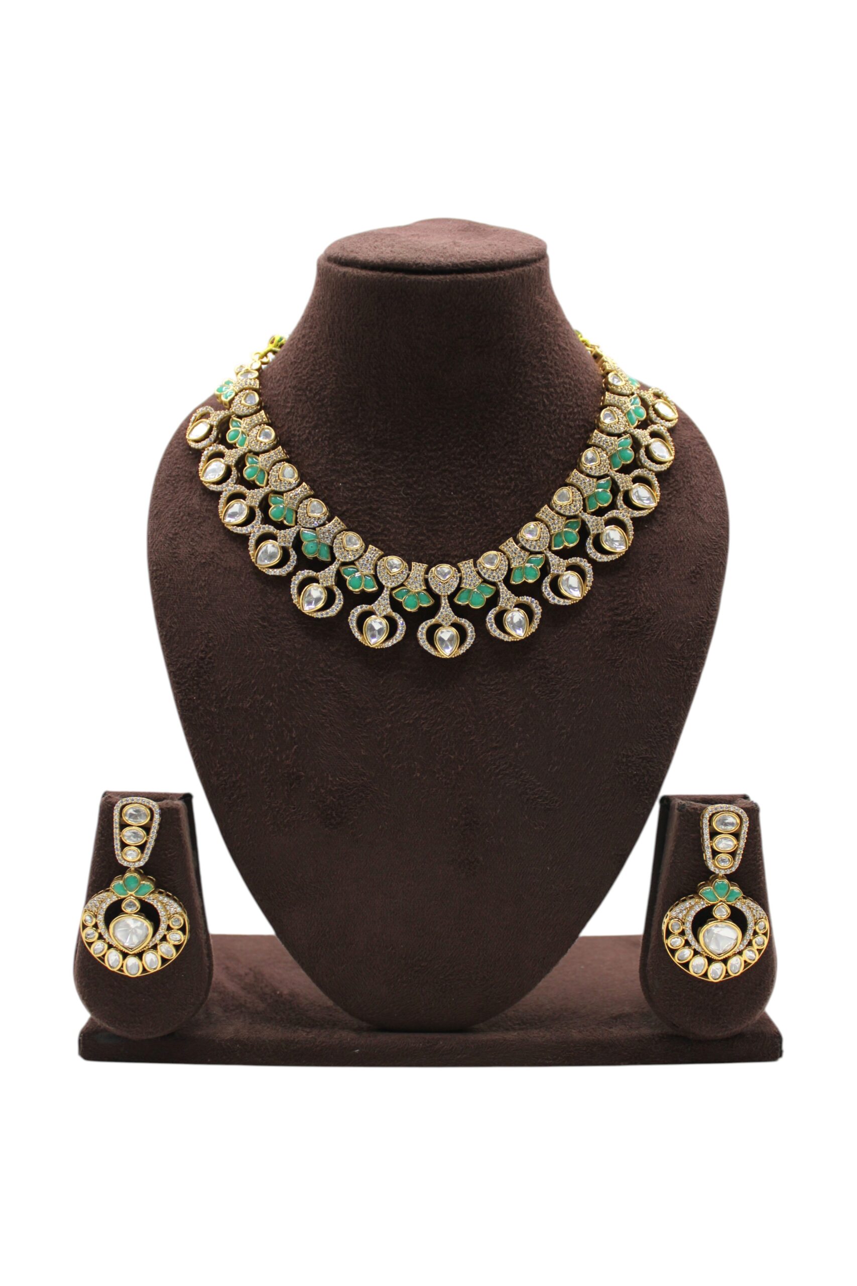 Elegant Green and Gold Statement Jewelry Set