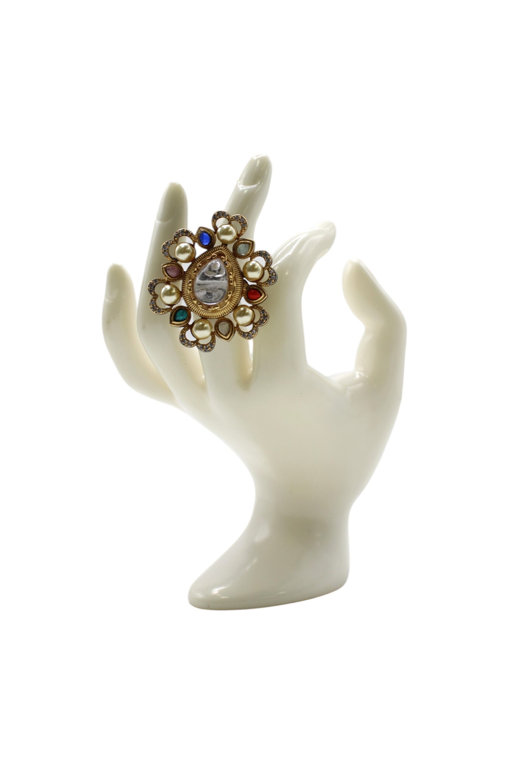 Elegant Vintage Ring Displayed on a Decorative Hand
